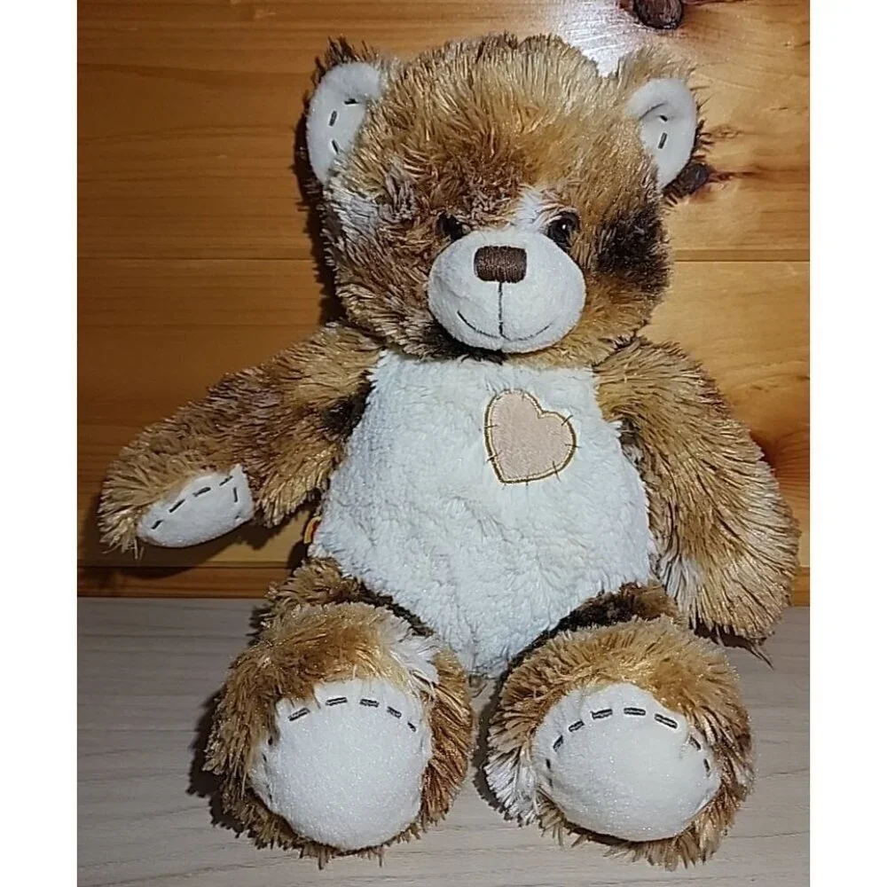 Build A Bear BABW Champ Brown Calico Plush Heart Patch Stitched Stuffed 16”